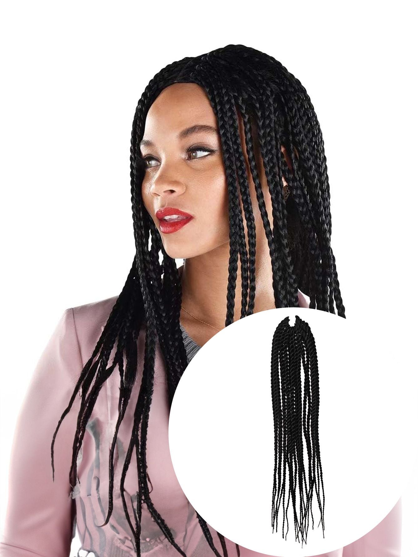 4X EZ SENEGALESE BRAID16 Long Crochet braid synthetic  hairstyle black burgundy brown  ladies box braid crochet hair-16 inch -1Pack*80Strands