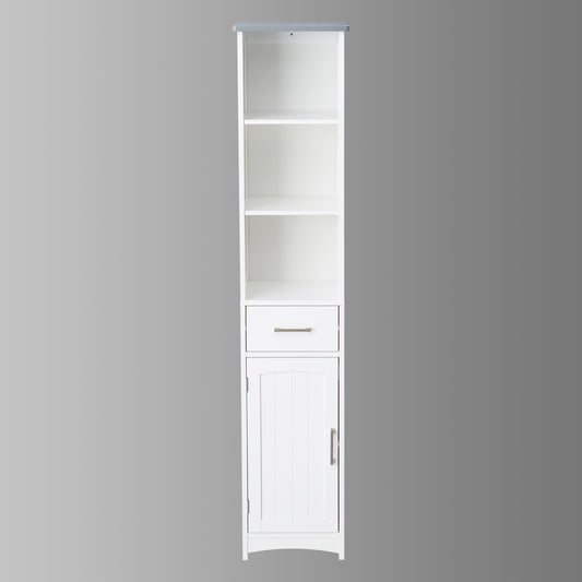 FRALIMK Bathroom Storage Cabinet, Tall Slim Cabinet with 3 Shelves & Door, Floor Freestanding Linen Cabinet for Living Room, White