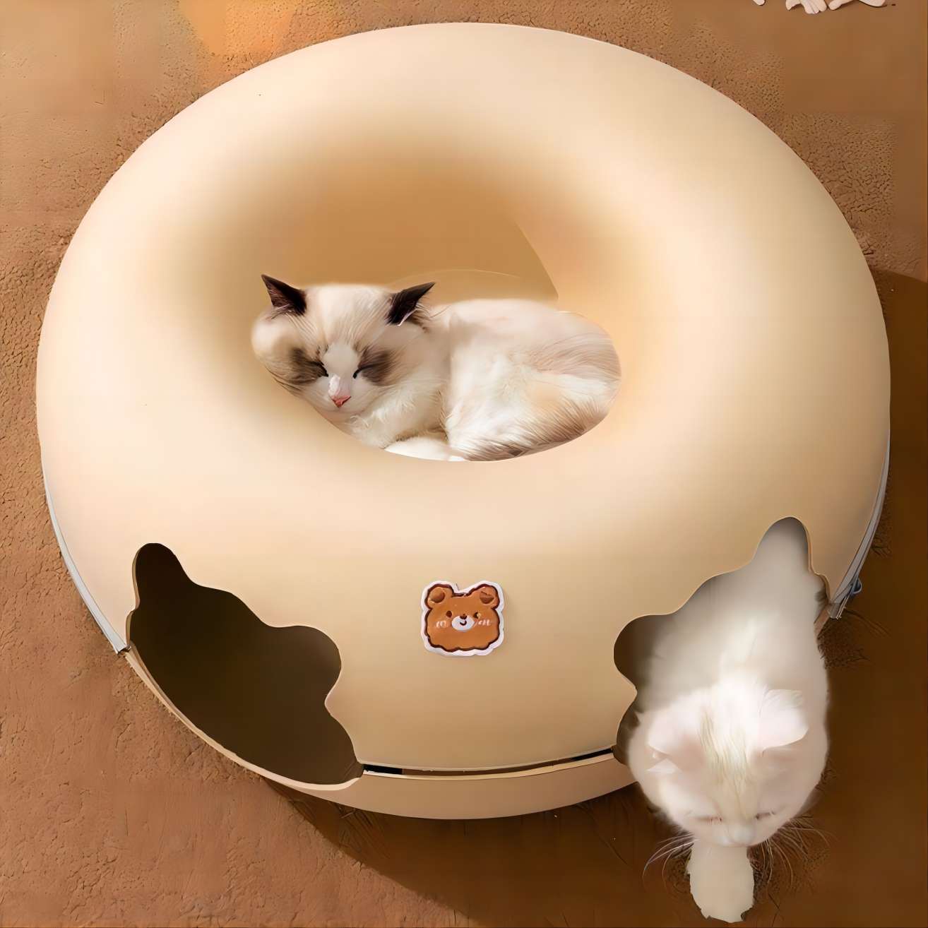 Cat Tunnel BedCat Nest Four Seasons Universal  Summer Sleep Internet Red Donut Dodge House Pet Cat Drill Hole Semi-EnclosedPeekaboo Cat Cave, Cat Donut Tunnel Toy for Indoor Cats, Circle Bed