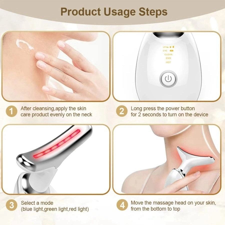 Face Massager Anti-Wrinkle Face Device 3 Modes 45°C Neck Lifting Massagers LED High Frequency Beauty Instrumen EMS Face Massage for Women