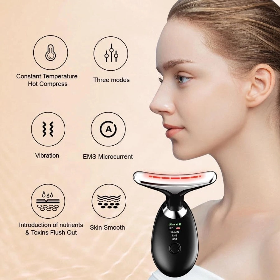 Face Massager Anti-Wrinkle Face Device 3 Modes 45°C Neck Lifting Massagers LED High Frequency Beauty Instrumen EMS Face Massage for Women