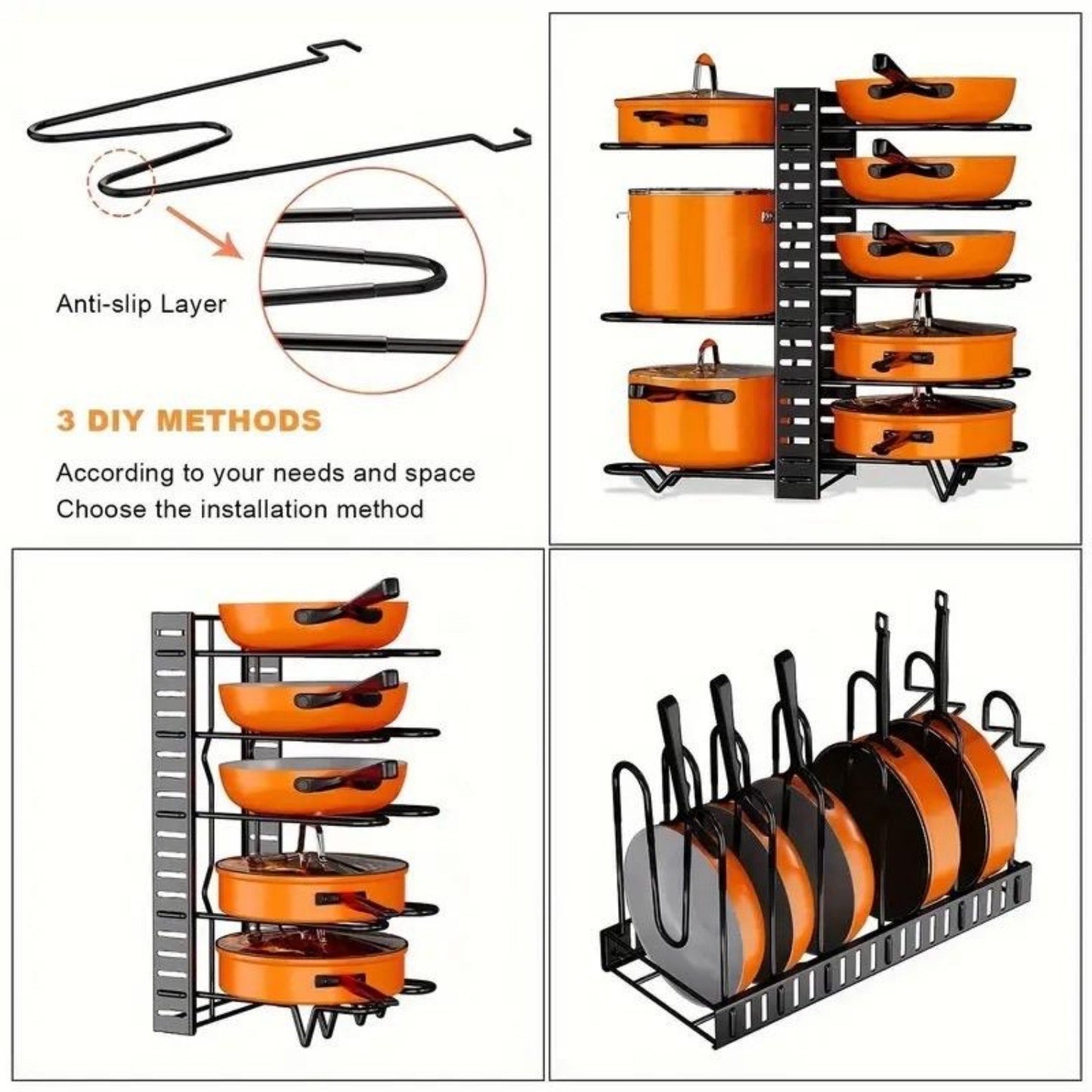 8-layer pot holder, lid holder and pot holder, multiple DIY methods 8-layer pot holder, adjustable kitchen organization, and pot storage Ban on Amazon sales