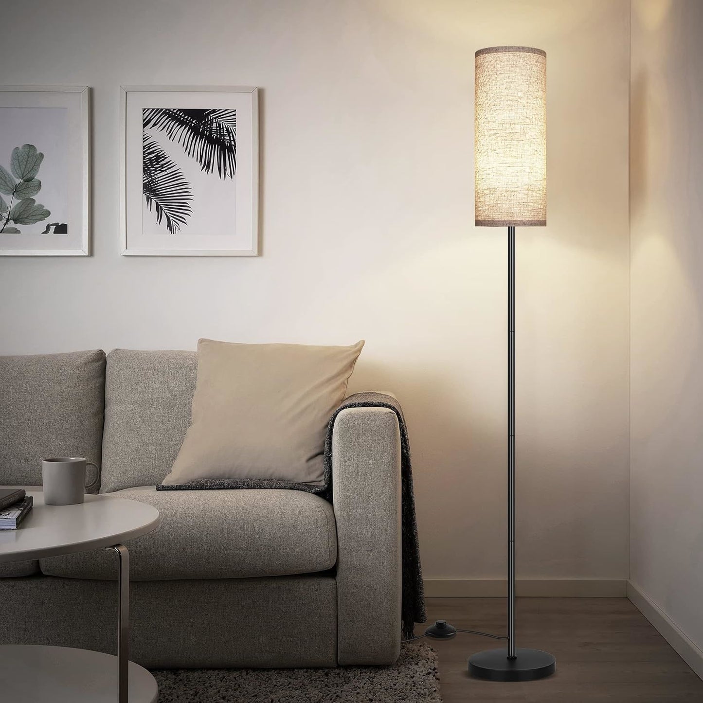 Floor Lamp for Living Room, Modern Standing Lamps with Lampshade, Minimalist Tall Lamp with Foot Switch for Living Room, Bedroom, Kids Room, Office(Bulb Not Included)