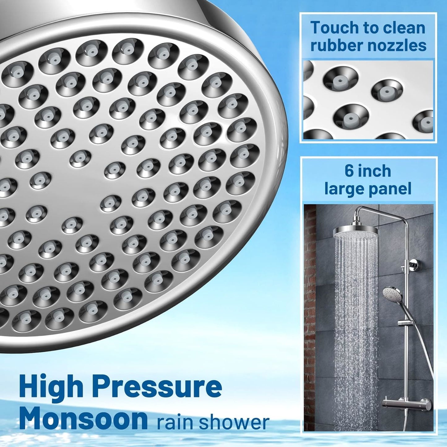 Filtered Shower Head High Pressure Water Flow and Multiple Spray Modes Shower Head with Filter, Power Wash for Hard Water, Shower head with ON/OFFS witch for Pets Bath