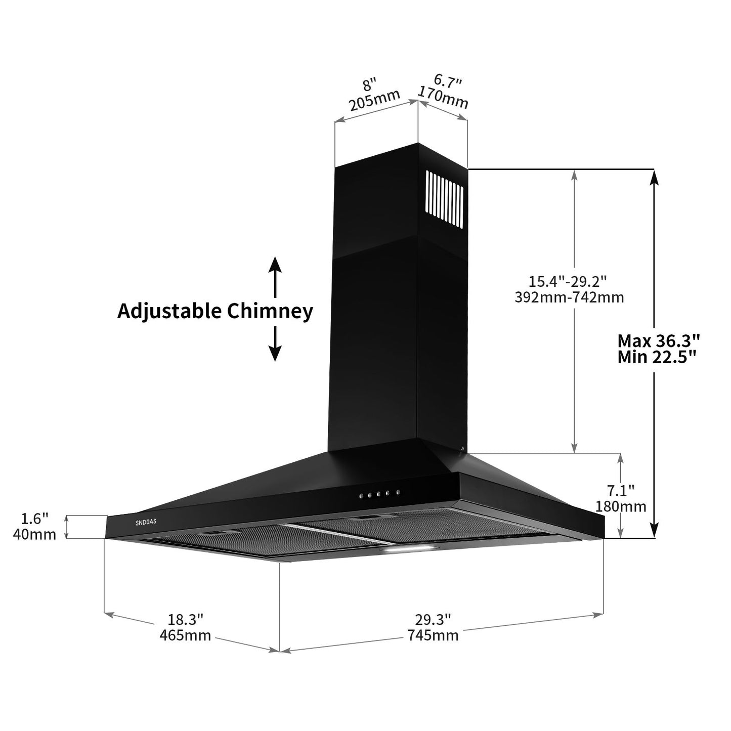 30 inch Wall Mount Range Hood Kitchen Exhaust Stove Vent 350CFM Mechanical Control