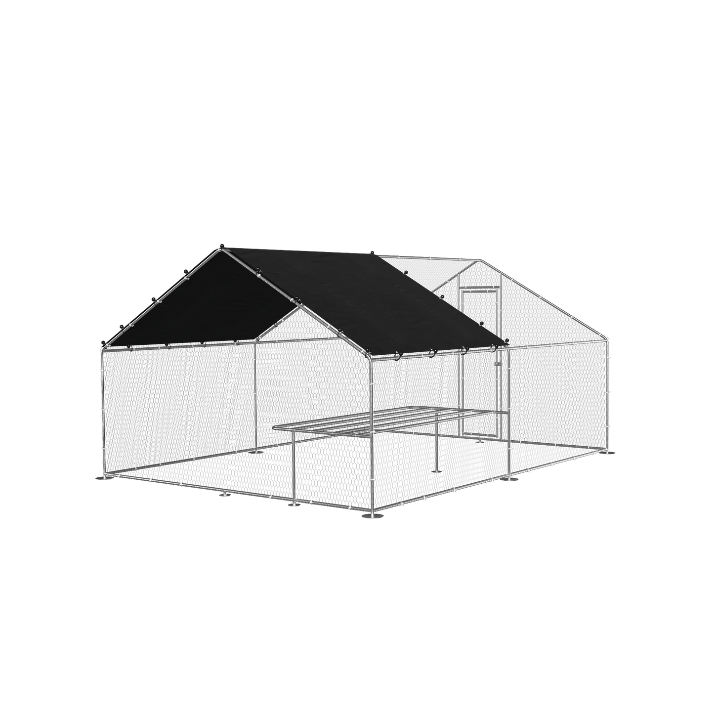 Large metal chicken coop, walk-in chicken coop, galvanized wire poultry chicken coop, rabbit duck coop with waterproof and UV protection cover for outdoor, backyard and farm. 9.8' W x 13.1' L x 6.6' H