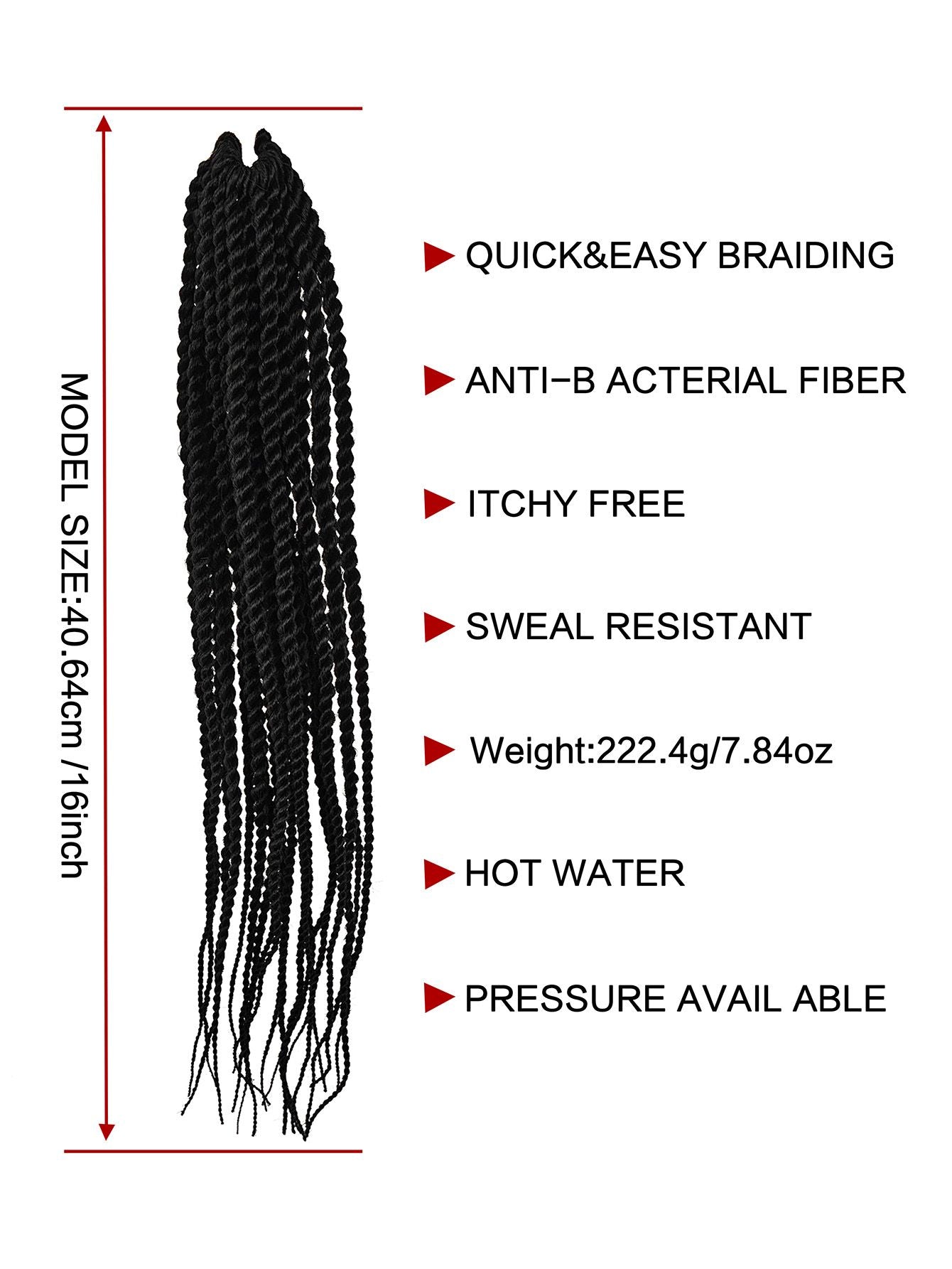 4X EZ SENEGALESE BRAID16 Long Crochet braid synthetic  hairstyle black burgundy brown  ladies box braid crochet hair-16 inch -1Pack*80Strands