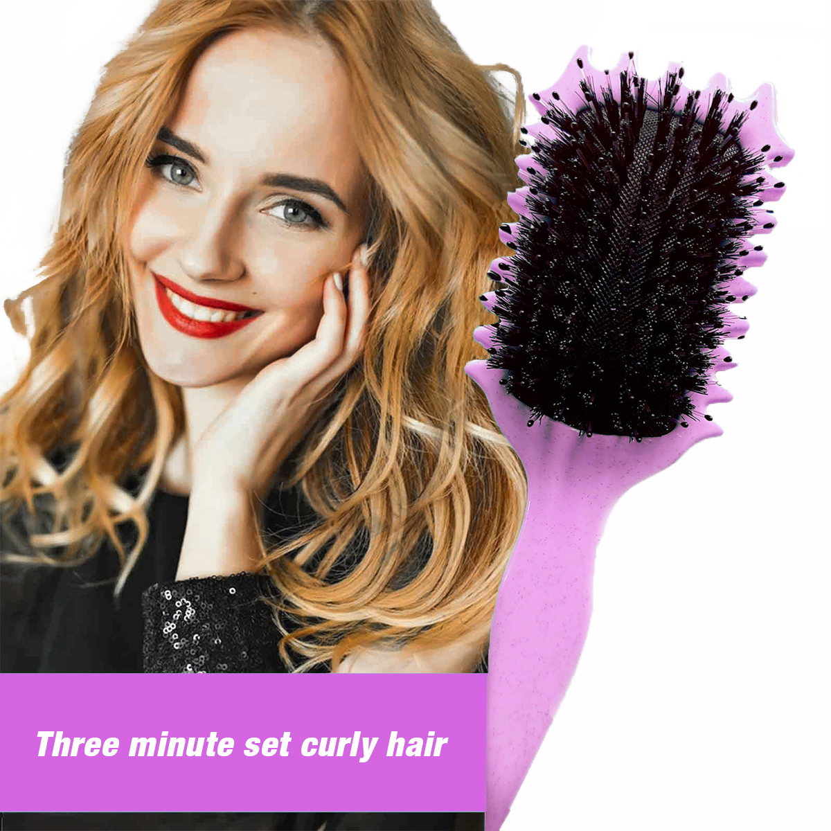 Curl Defining Brush,Boar Bristle Hair Brush Styling Brush for detangling,combing and shaping men and women,curls to reduce pulling and curl separation(Purple)