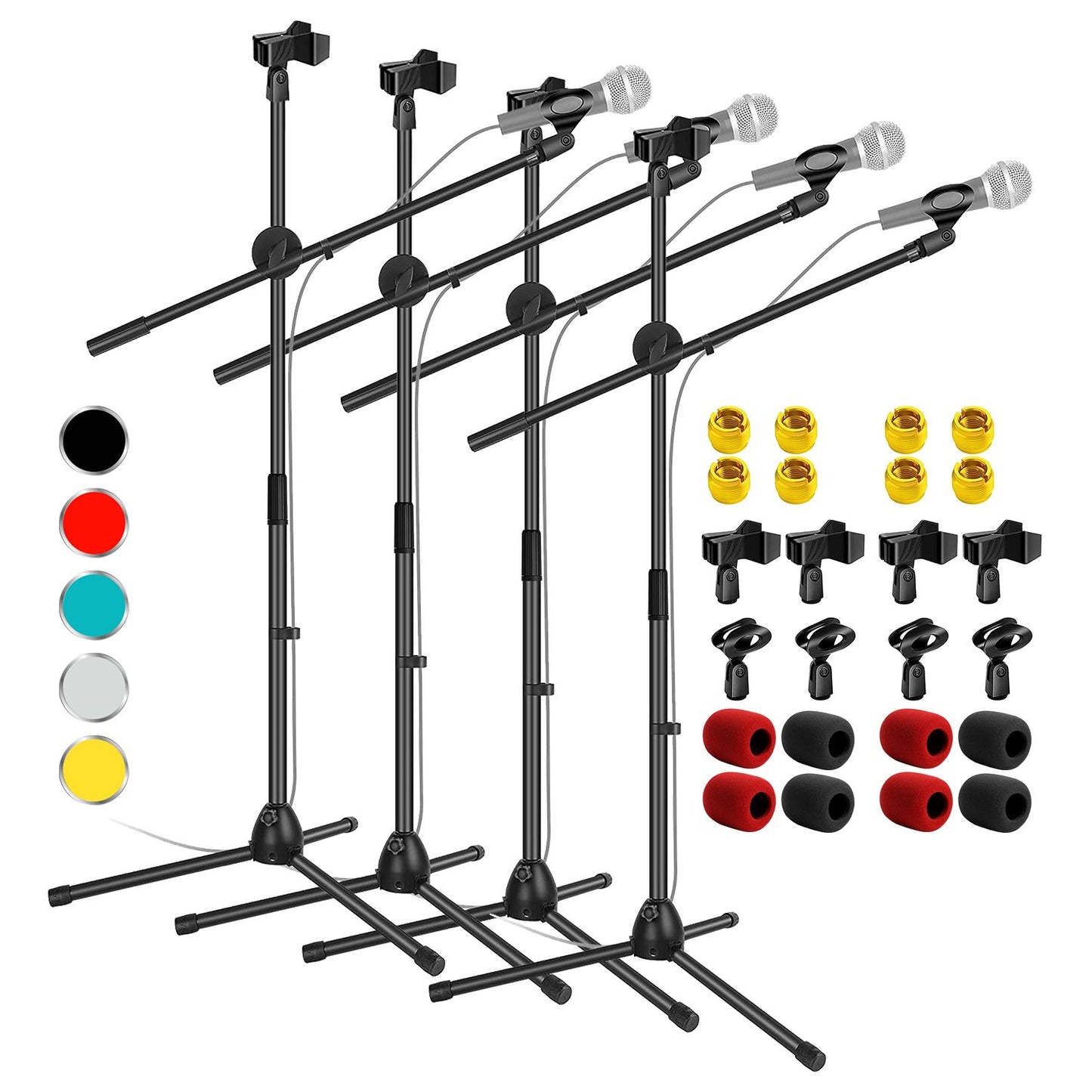 5 Core Tripod Mic Stand Floor Adjustable 31 to 76 Inches Boom Arm Holder Microphone Stands 360 Degree Rotating + Dual Mic - MS DBL