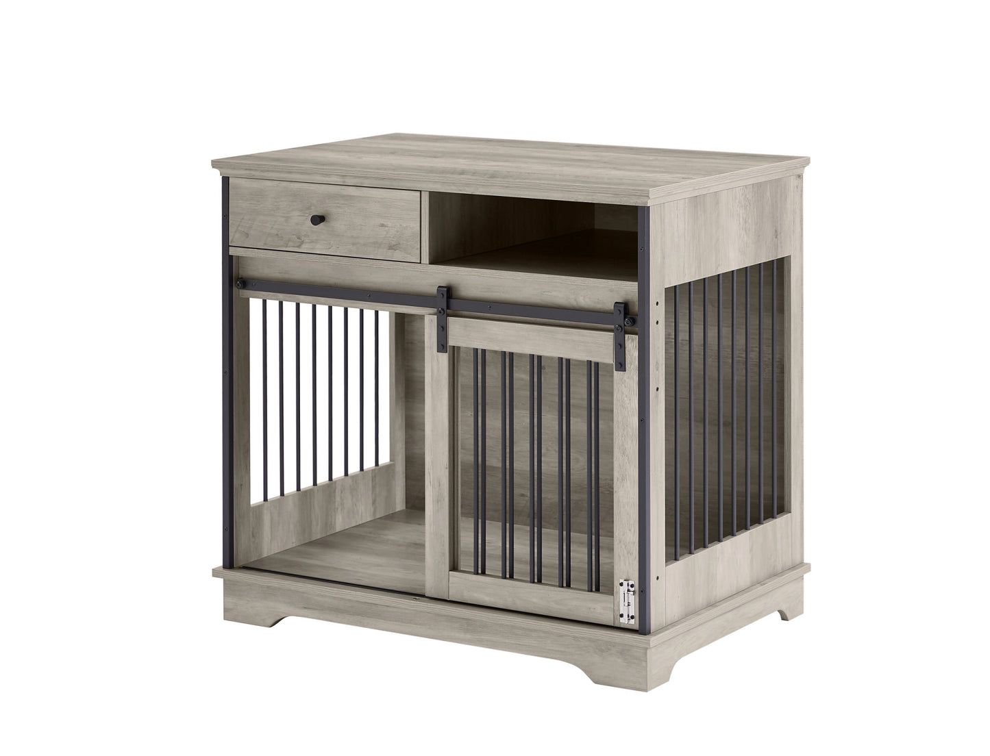 Sliding door dog crate with drawers. 35.43'' W x 23.62'' D x 33.46'' H