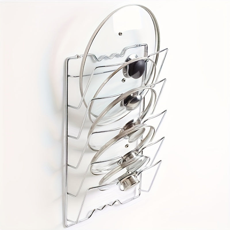 1pc Multifunctional Kitchen Pot and Lid Rack Wall-mounted Storage Rack Cutting Board Storage Rack