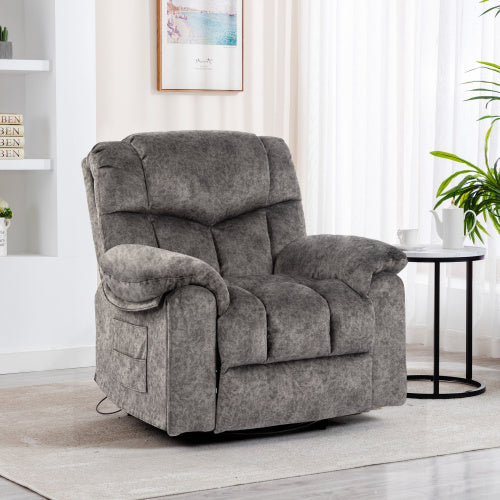 Swivel and Rocking Recliner Chair with Massage and Heating Bonded Leather Sofa