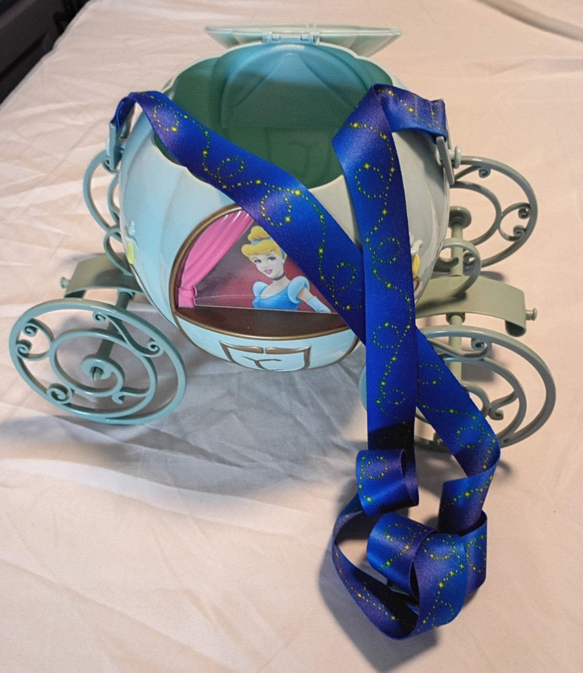 Disneyland Cinderella's Carriage Popcorn Bucket Disney Souvenir With Strap