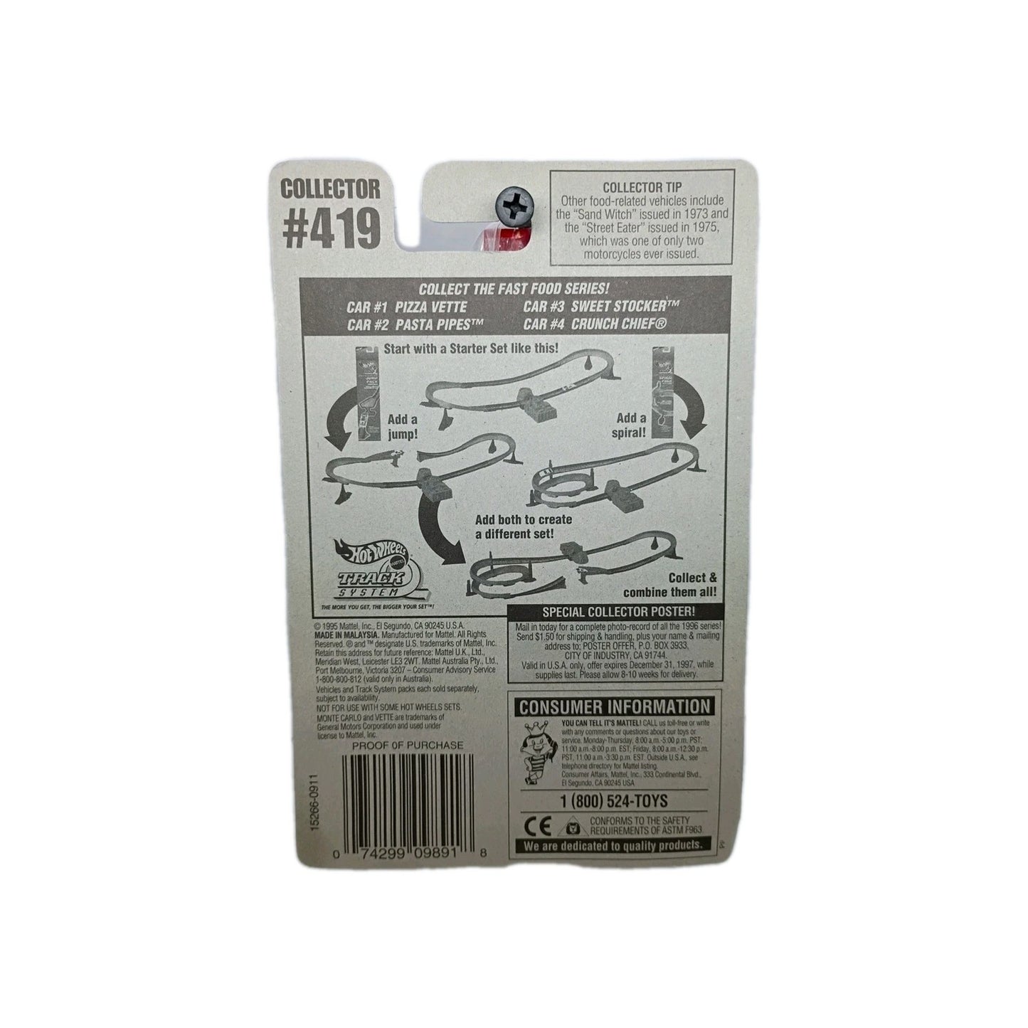 Vintage 1995 Hot Wheels #419 Fast Food Series Car – NIB