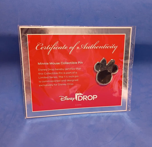 Disney Drop Minnie Mouse collectible pin - 1.5 inch NEW with COA