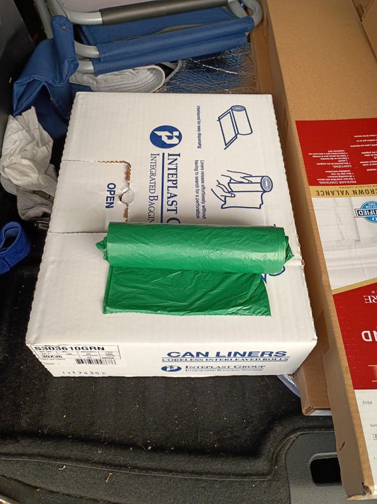 Inteplast Group Green Commercial Can Liners, .39 Mil , "30" x 36"