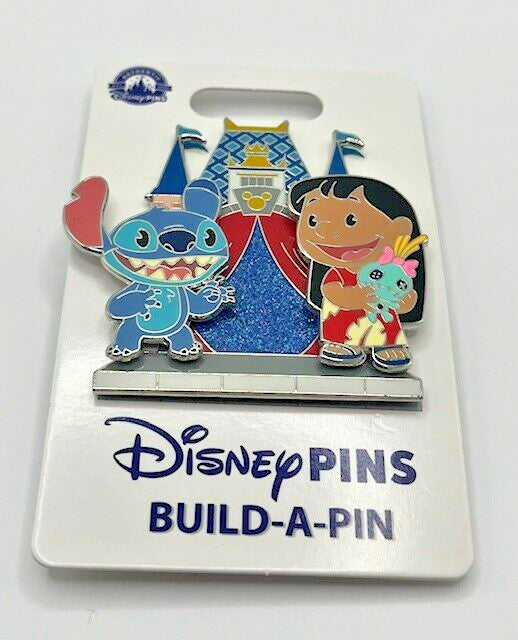 Disney Lilo & Stitch Build-a-pin with castle stage base pin 3 set pin carded