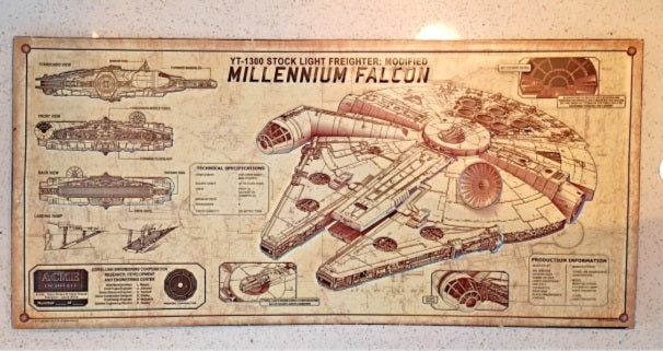 Disney Star Wars Millennium Falcon 3D Metal Sign Wall Décor 21” X 10” 2012
