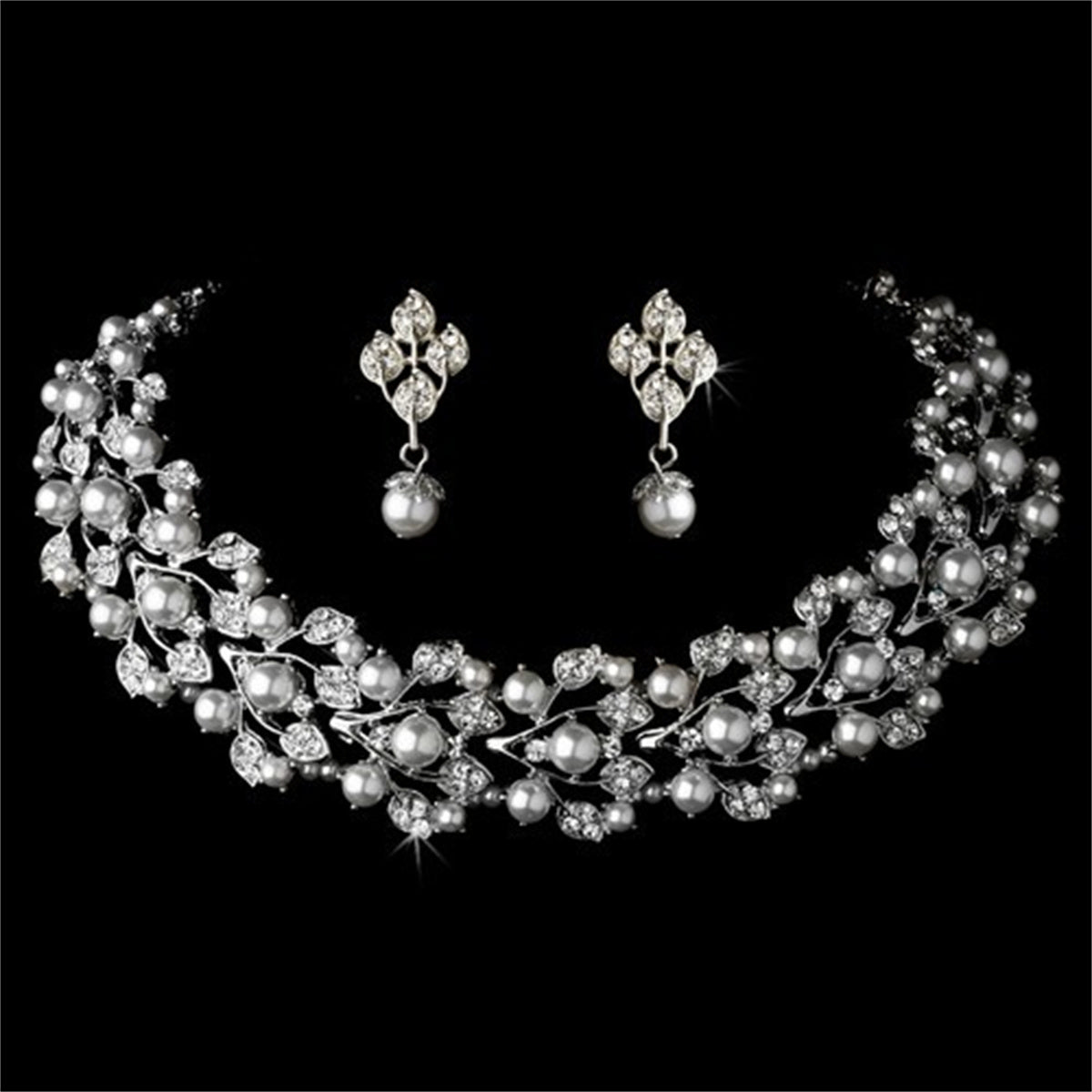 Luxurious Rhinestone Layered Pearl Necklace for Women Vintage Bridal Pearl Necklace