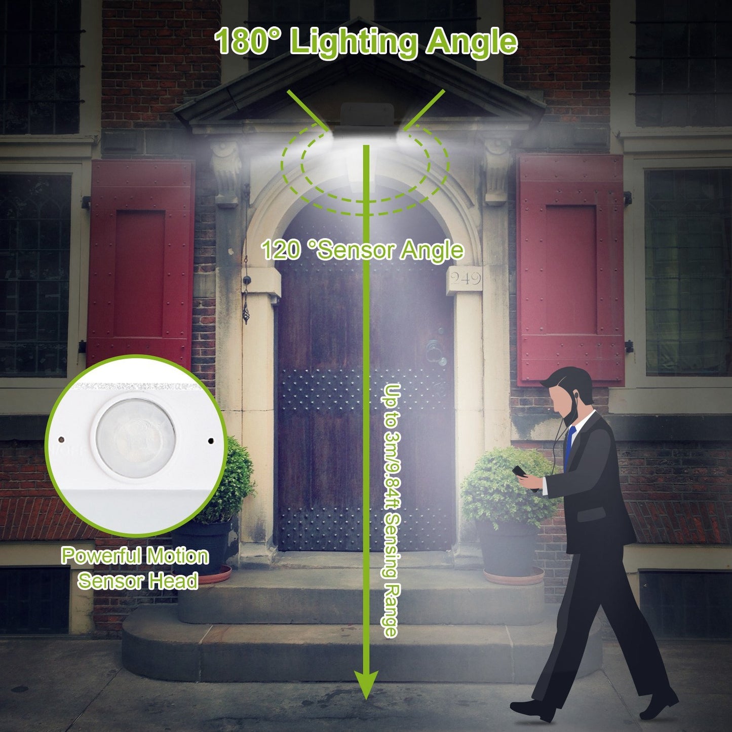Solar Wall Lights Outdoor 16LEDs Stair Lamps 120° Motion Sensor 180°Lighting Garden Lights IP65 Waterproof Night Lamps
