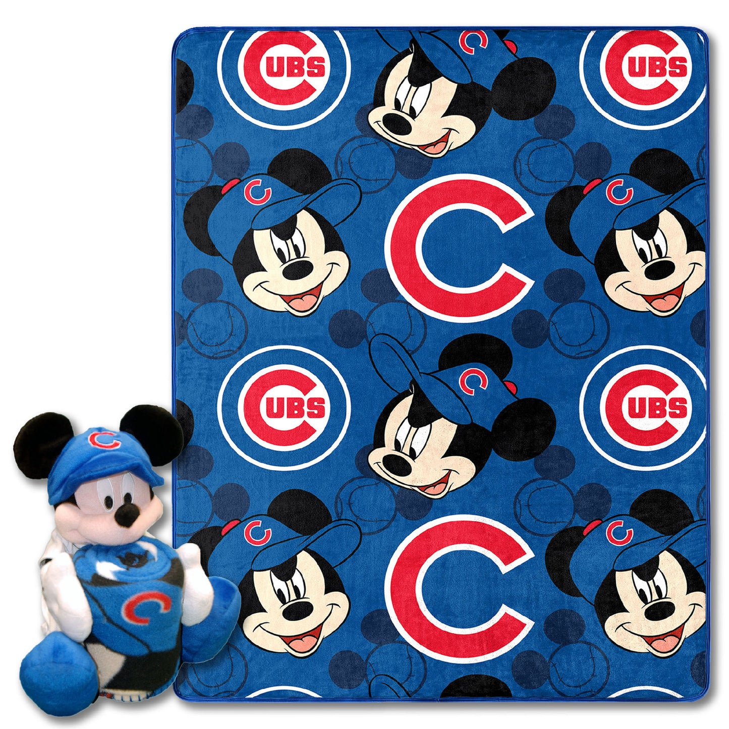 Cubs OFFICIAL MLB & Disney's Mickey Mouse Character Hugger Pillow & Silk Touch Throw Set;  40" x 50"