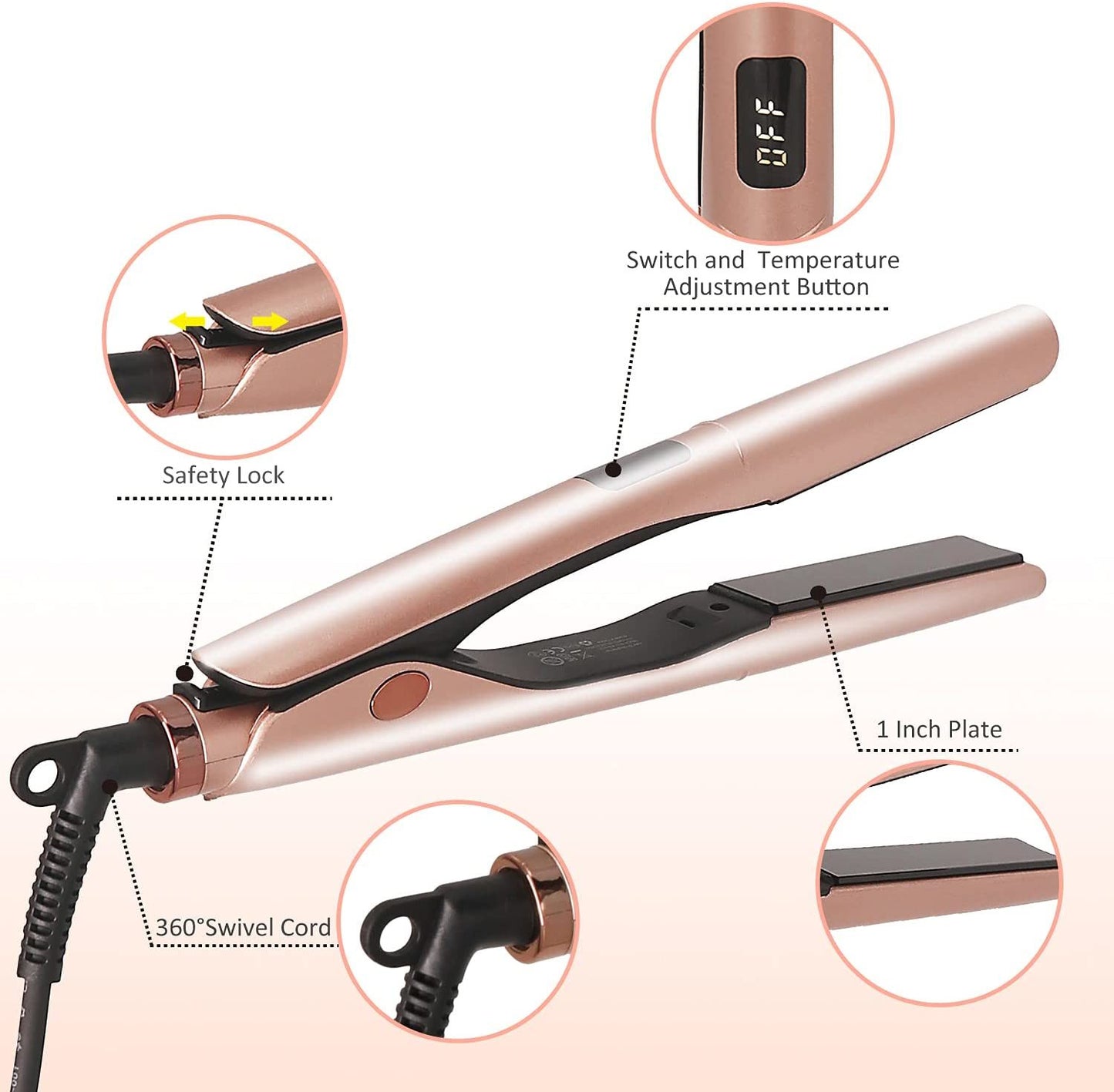 Hair Straightener and Curler 2 in 1, OCALISS Flat Iron Hair Straightener for Hair Styling, 1" Flat Iron with Auto Lock, Heat Up Soon, Valentine's Day Gifts for Women, Plancha De Cabello Professional