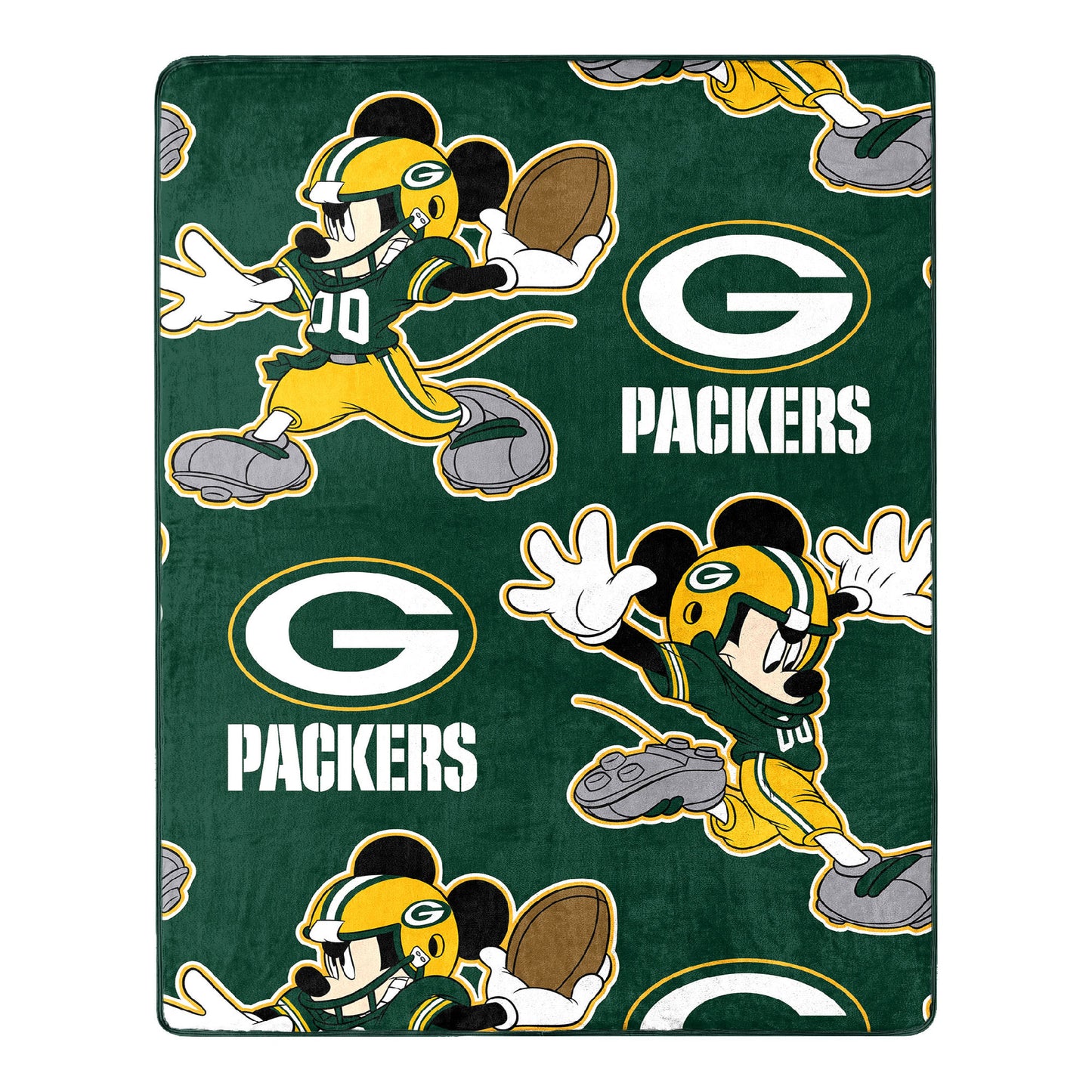 Packers OFFICIAL NFL & Disney's Mickey Mouse Character Hugger Pillow & Silk Touch Throw Set;  40" x 50"