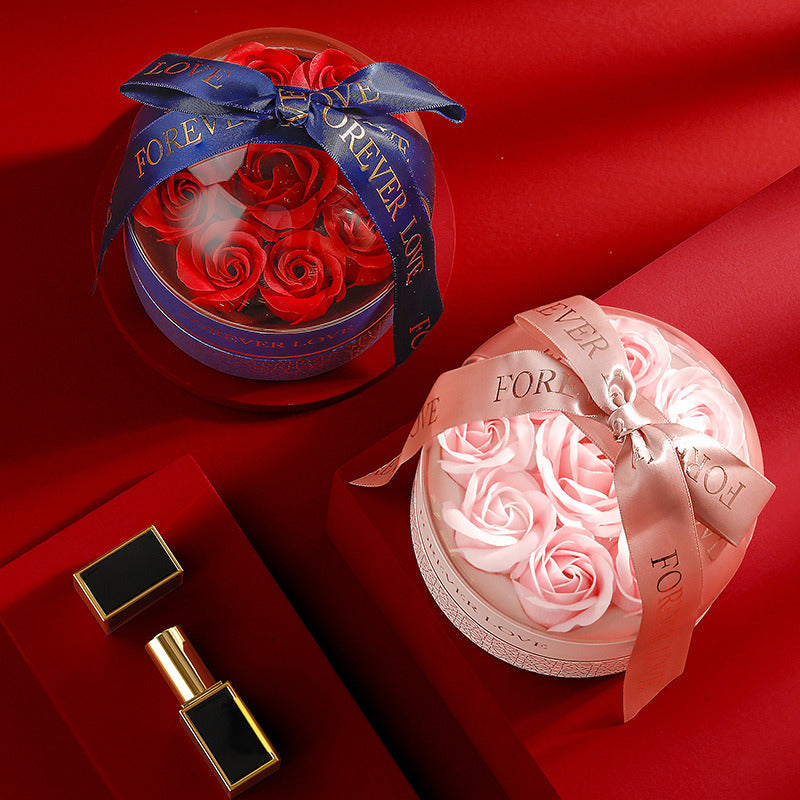 Novel Nine Flowers Romantic Valentine's Day Gift Box Eternal Flower Gift Box Soap Flower Ring Earnail Pendant Christmas Jewelry