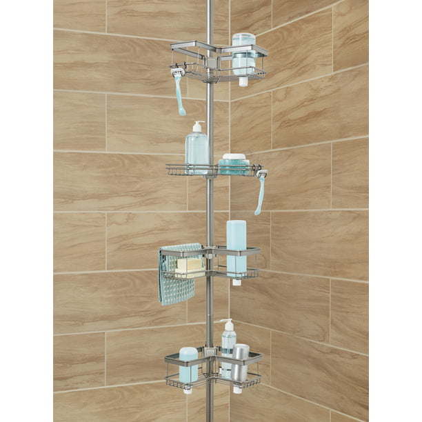 Rust-Resistant Tension Pole Shower Caddy; 3 Shelves; Oil Rubbed Bronze Finish