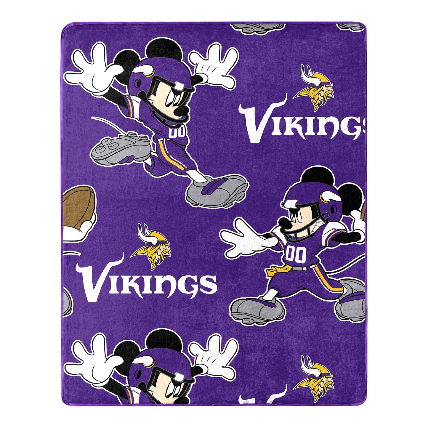 Vikings OFFICIAL NFL & Disney's Mickey Mouse Character Hugger Pillow & Silk Touch Throw Set;  40" x 50"