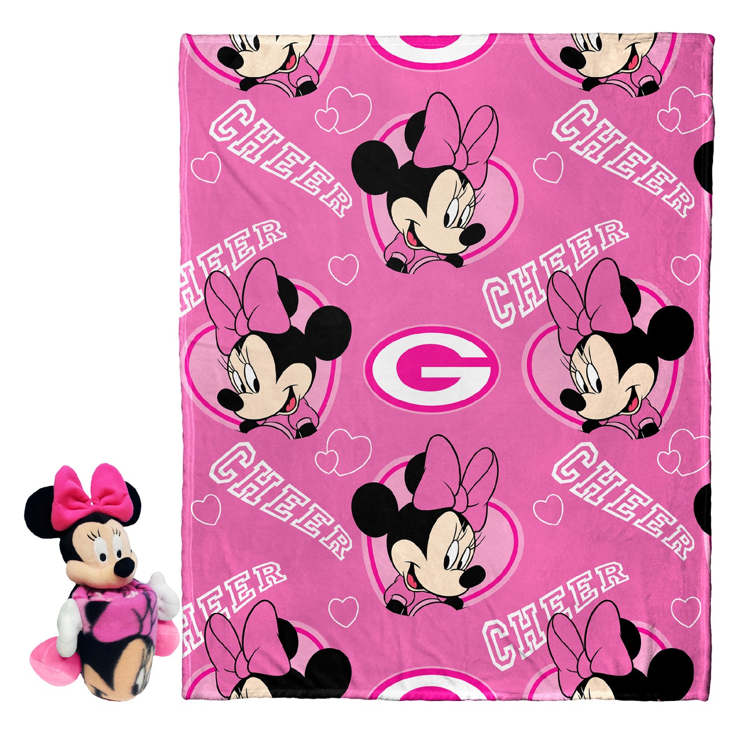 NFL - COB 312 Packers OFFICIAL NFL & Disney's Minnie Mouse Character Hugger Pillow & Silk Touch Throw Set;  40" x 50"