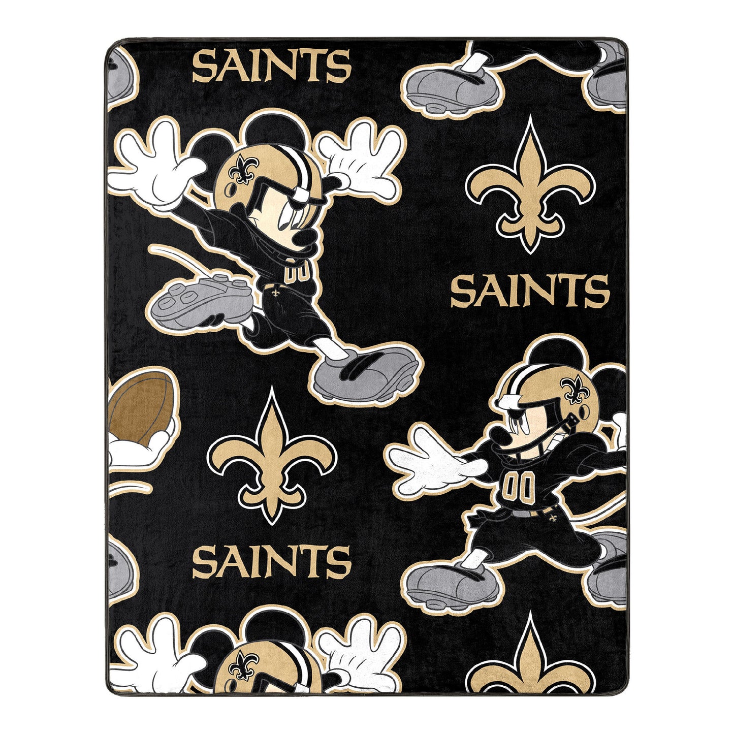Saints OFFICIAL NFL & Disney's Mickey Mouse Character Hugger Pillow & Silk Touch Throw Set;  40" x 50"