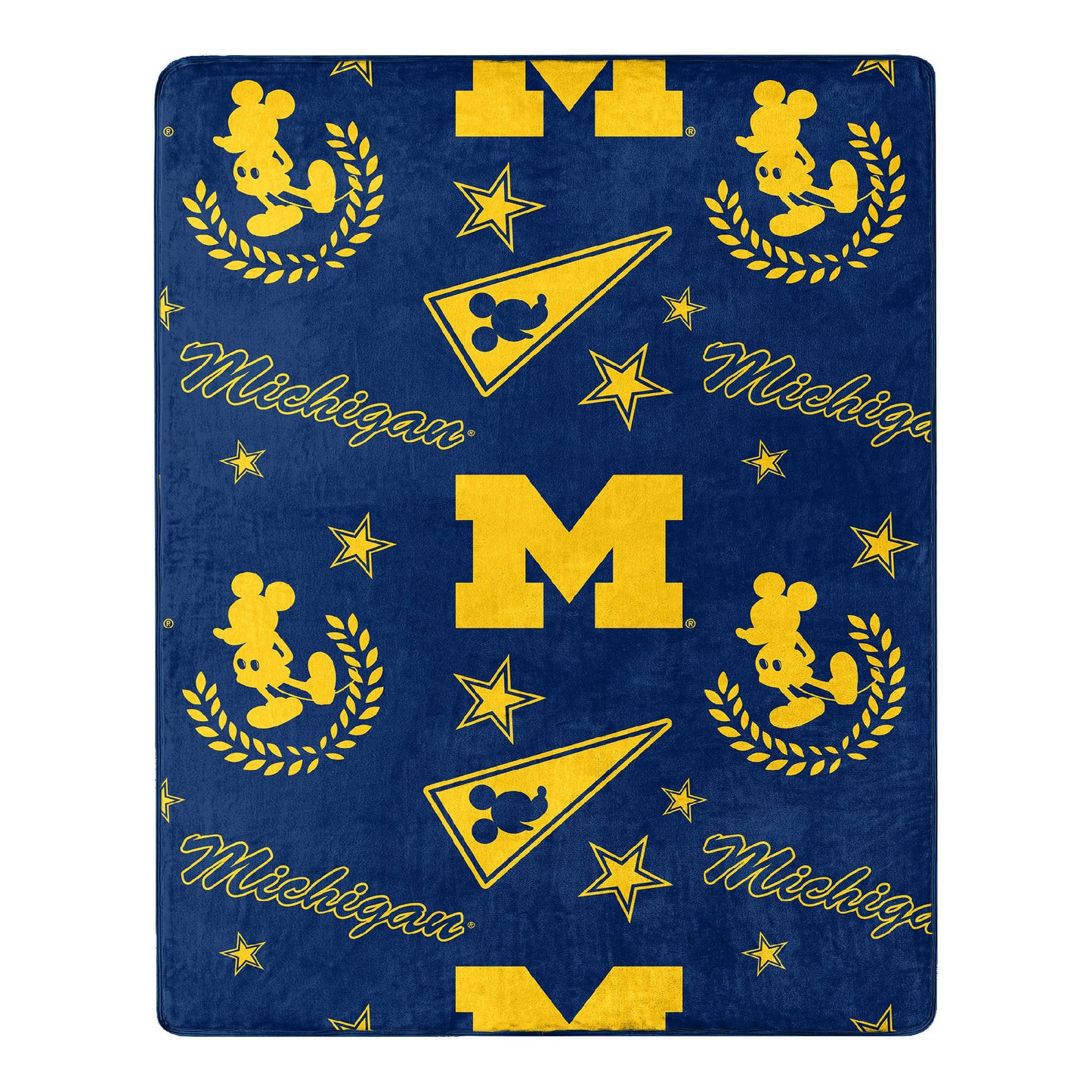 Michigan OFFICIAL NCAA & Disney's Mickey Mouse Character Hugger Pillow & Silk Touch Throw Set