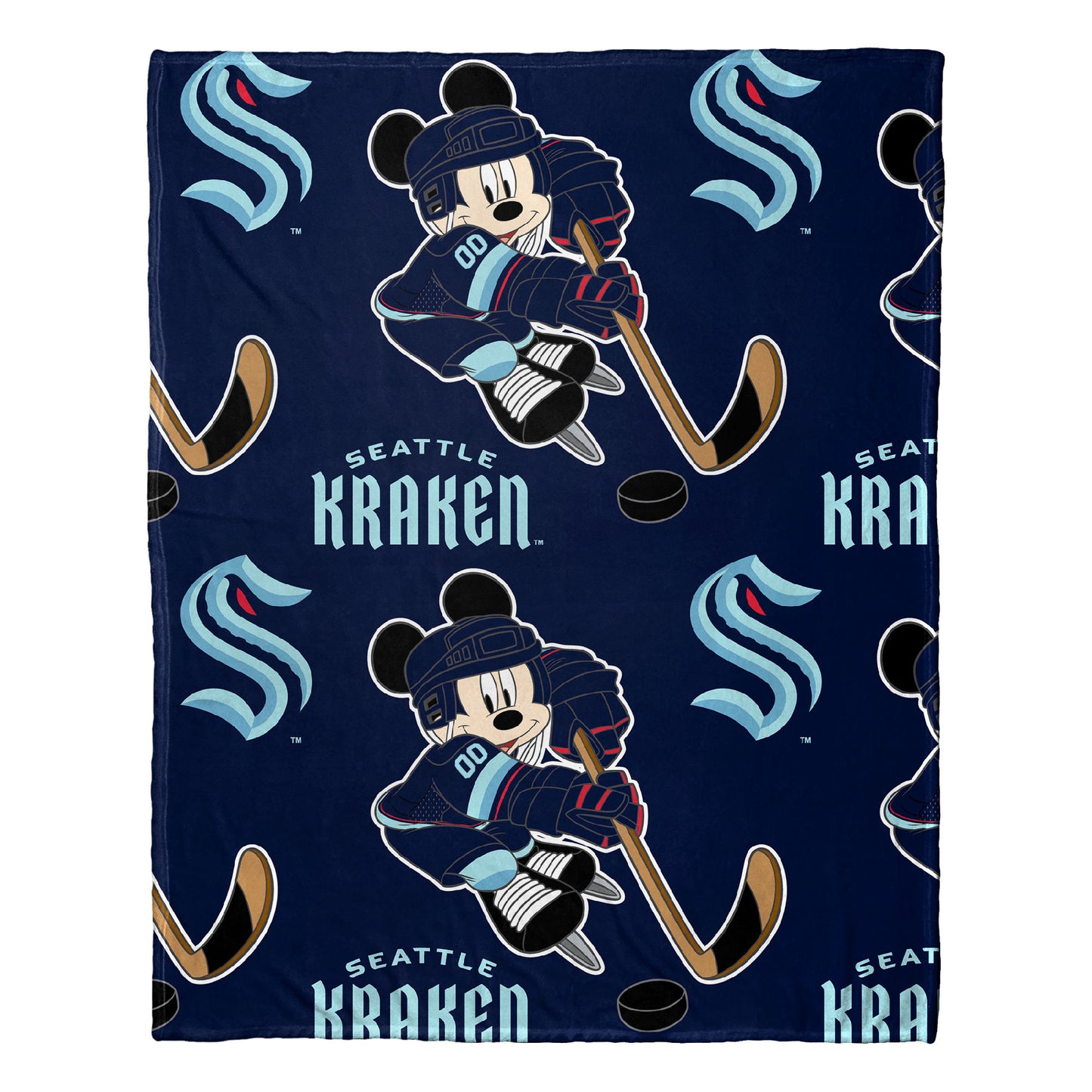 Krakens OFFICIAL NHL & Disney's Mickey Mouse Character Hugger Pillow & Silk Touch Throw Set;  40" x 50"