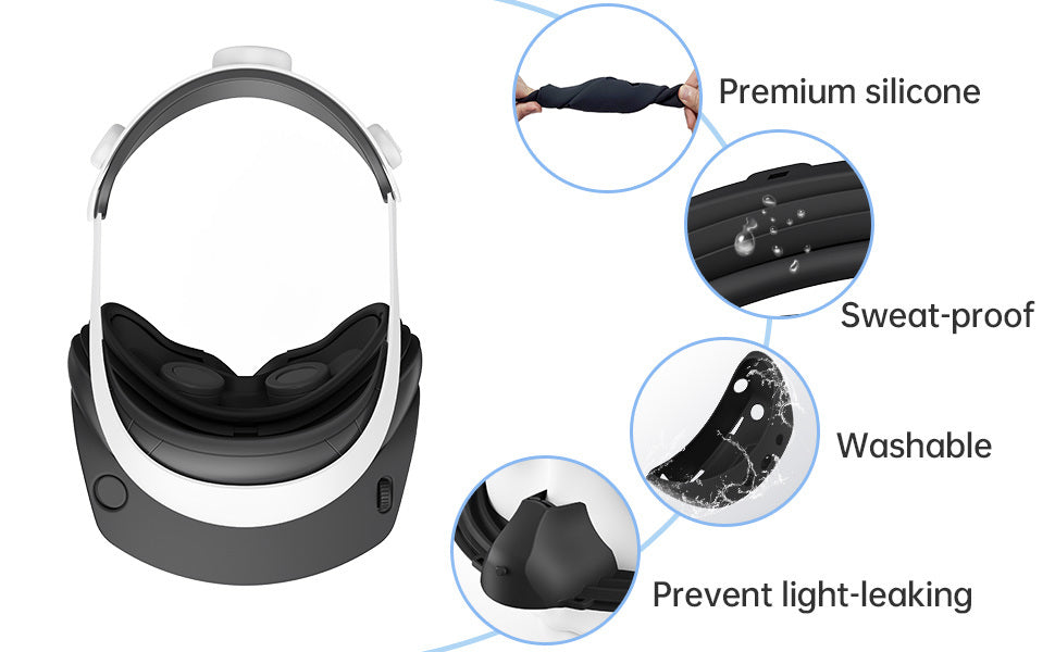 ps vr2 accessories Compatible for Playstation VR2 Face Cover with VR Shell Protective Cover,Face Cushion Cover, Controller Thumb Grips, Cable Bundling Strap