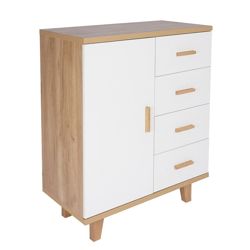 Dresser Bedroom Storage Drawer Organizer Closet Hallway Storage Cabinet with 1 Door 4 Drawers, Wood Dresser Chest for Living Room Bedroom (Out of Stock, 10TH Auguest arrive)