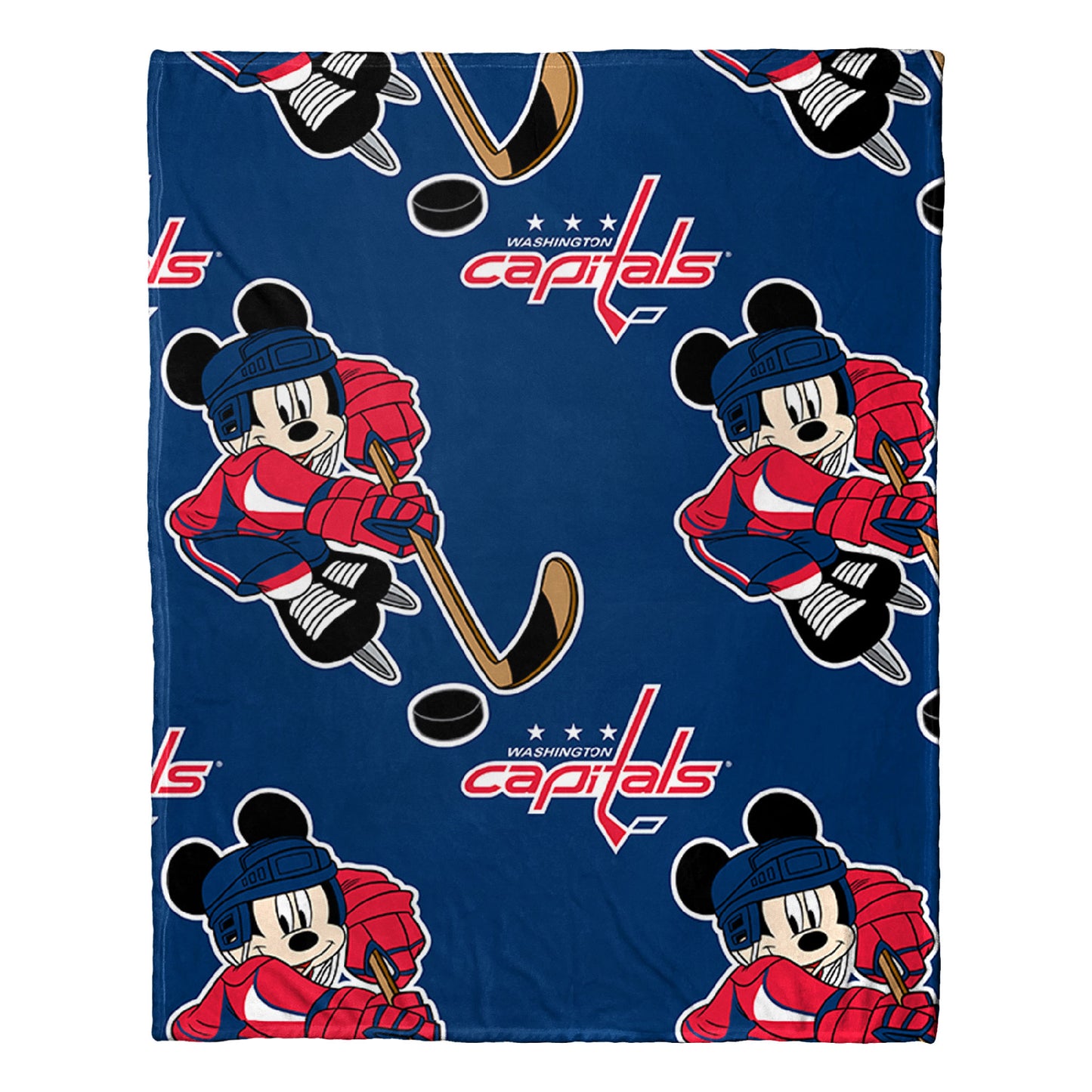 Capitalss OFFICIAL NHL & Disney's Mickey Mouse Character Hugger Pillow & Silk Touch Throw Set;  40" x 50"