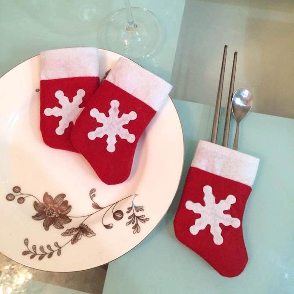 2PC Mini Christmas Stockings Xmas Party Table Knife Spoon Fork Bag Christmas Sock Decoration Tableware Bags Hanging Ornament