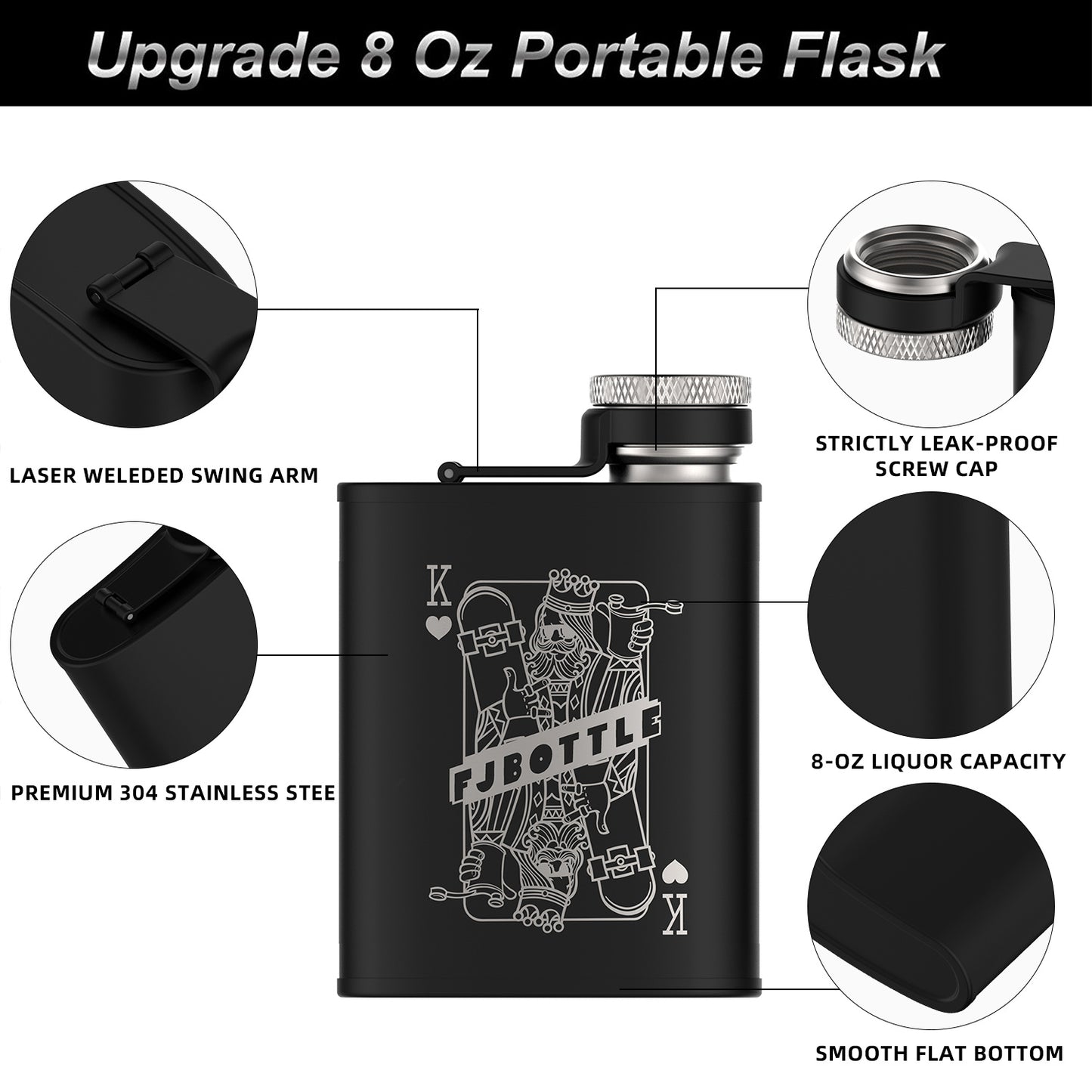 Healter Men's Hip Flask;  Portable Pocket Stainless Steel Flask;  Whiskey Flask for Outdoor Camping Climbing Hiking Picnic