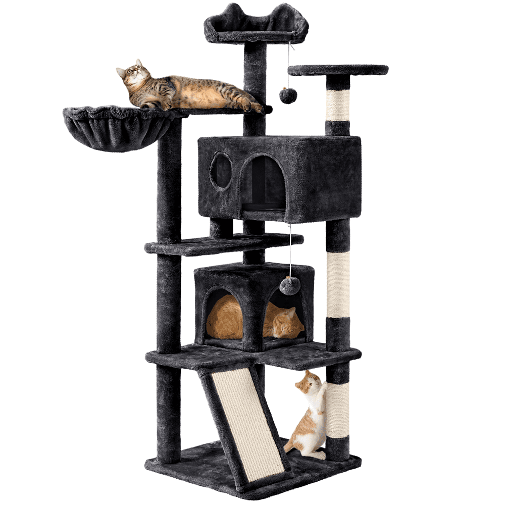 54" Double Condo Cat Tree with Scratching Post Tower