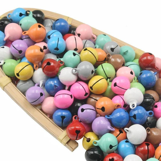 10 Pcs 14mm Iron Candy Color Paint Small Bell Keychain Doll Accessories Pet Collar Pendant Christmas Metal Bell