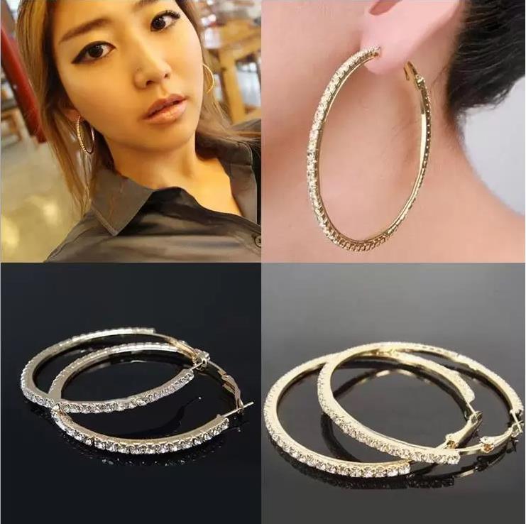 Designer Hoop Earrings 3Pairs/lot 925 Sterling Silver Circle Big 5CM Elegant Earring Jewelry Gifts Women Trendy diamond Crystal