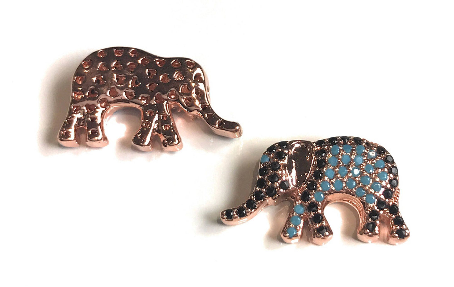 CZ Micro Pave Turquoise Elephant Beads; Animal Beads; Spacer Beads; Jewelry Findings for Jewelry Making; Bulk Beads; 18.5x11x4.5mm