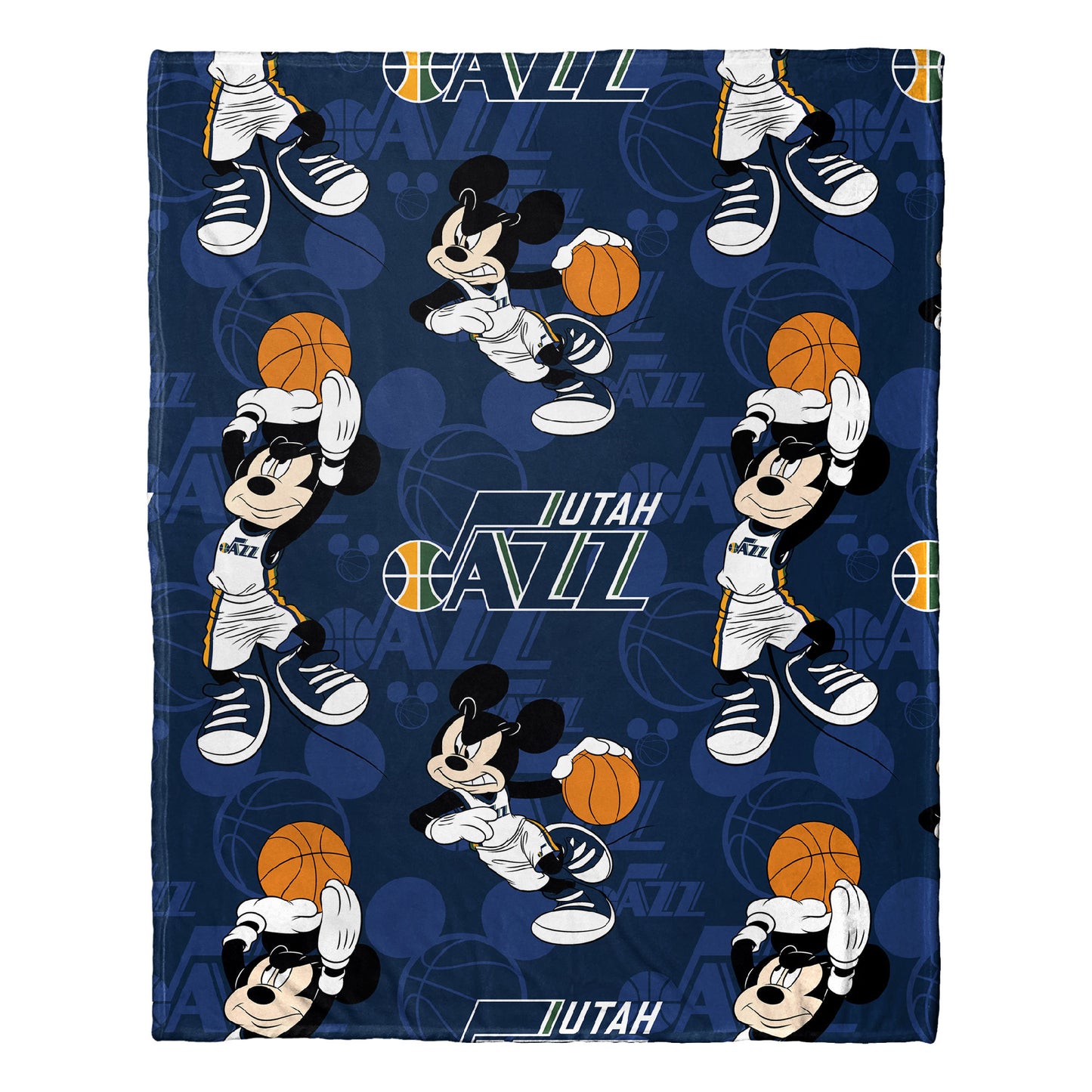 Jazz OFFICIAL NBA & Disney's Mickey Mouse Character Hugger Pillow & Silk Touch Throw Set;  40" x 50"