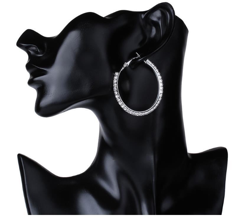 Designer Hoop Earrings 10Pairs/Lot 18K Gold Plated/Silver Plated Circle 4CM Elegant Earring Jewelry Gifts Women Trendy diamond Crystal