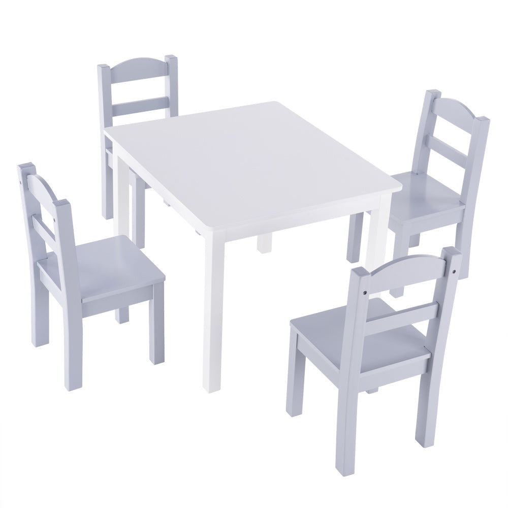 Children's Table and Chair Set White & Gray (1 Table and 4 Chairs)