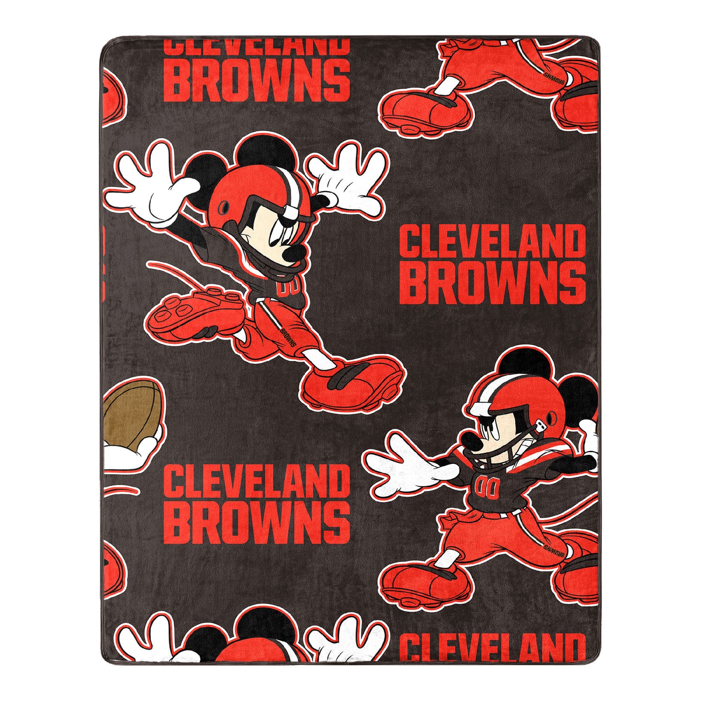 Browns OFFICIAL NFL & Disney's Mickey Mouse Character Hugger Pillow & Silk Touch Throw Set;  40" x 50"