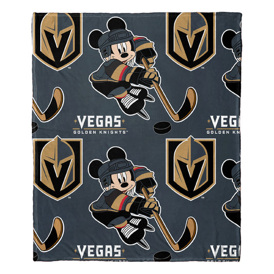 Golden Knightss OFFICIAL NHL & Disney's Mickey Mouse Character Hugger Pillow & Silk Touch Throw Set;  40" x 50"