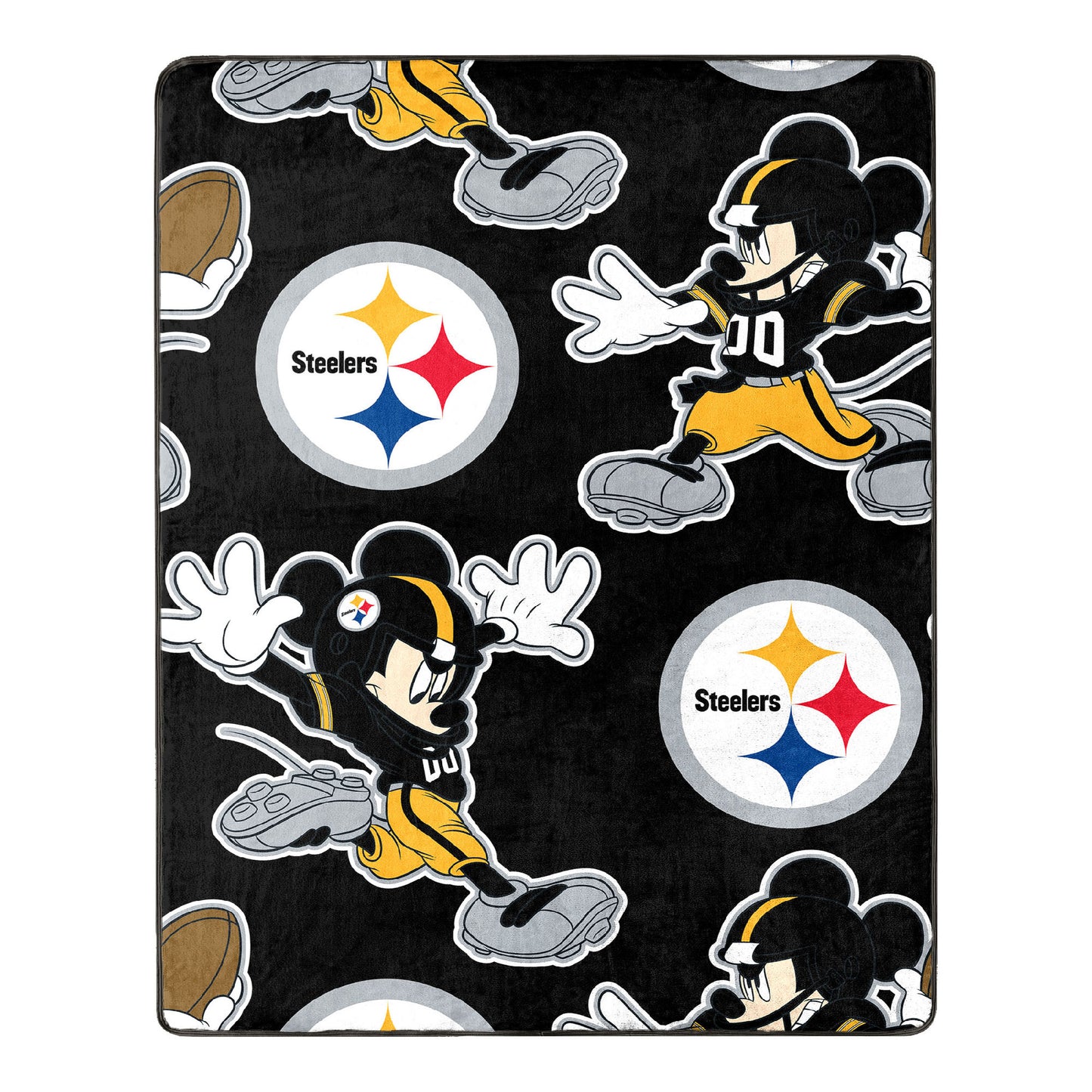 Steelers OFFICIAL NFL & Disney's Mickey Mouse Character Hugger Pillow & Silk Touch Throw Set;  40" x 50"