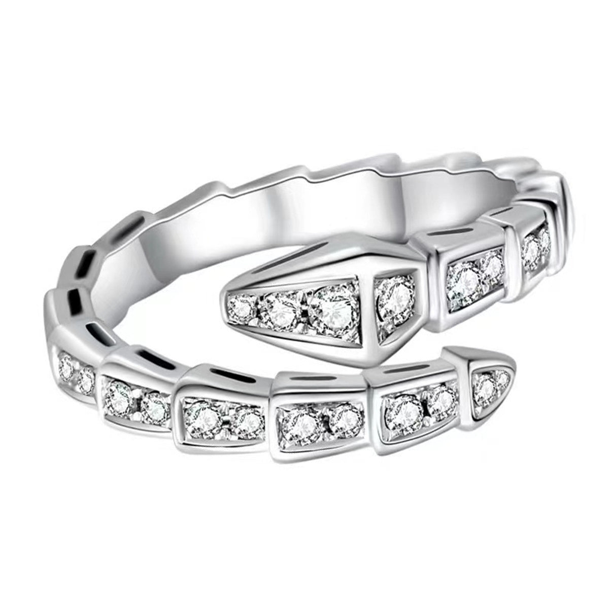Diamond-studded Open Snake Bone Index Finger Ring for Women Girls Jewelry